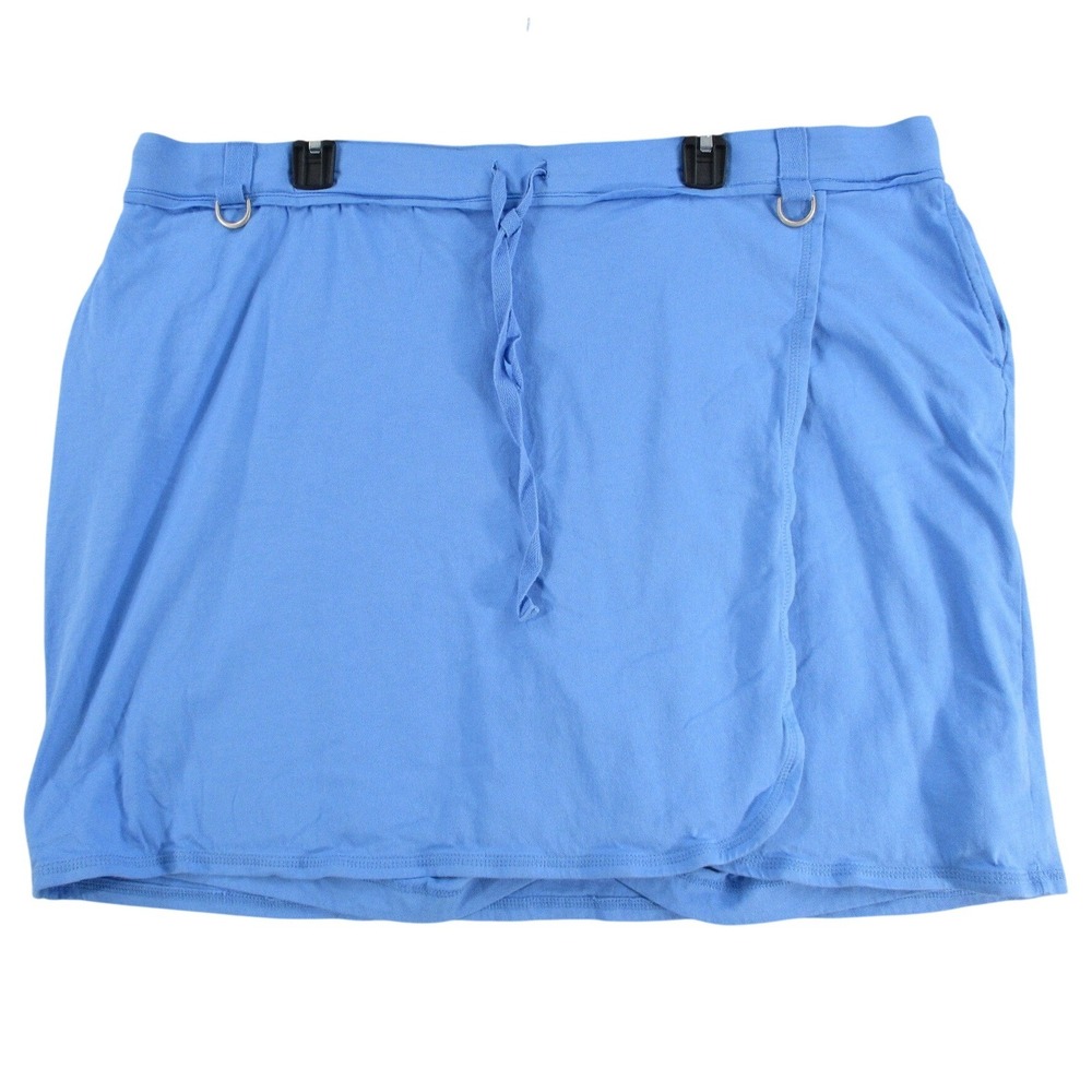 Avenue Womens‎ Blue Cotton Knit Skort Plus Size 26/28 Wrap Front D-Ring Pocket